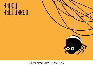 Halloween greeting card with black spider. Vector illustration EPS 10