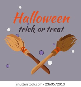 halloween greeting card, broom, witch's broom