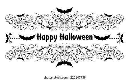 Halloween greeting card. Celebration  background with bats. Vector Illustration 