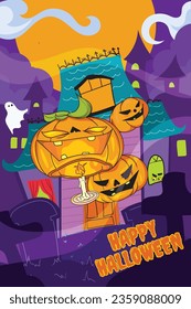 halloween greeting card and celebration vector illustration