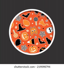 halloween greeting card decoration with seamless pattern and copy space, with transparencies and clipping path