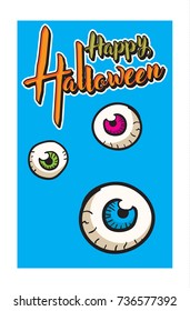 Halloween greeting card and eye background