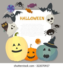 Halloween greeting card. Flat design. Vector illustration