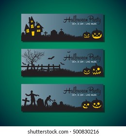 Halloween greeting card flat style design illustration, door hanger and flyer