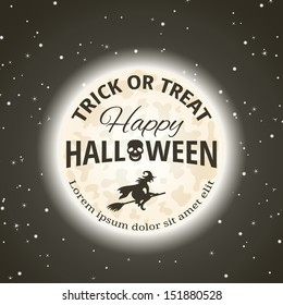 Halloween greeting card with flying witch