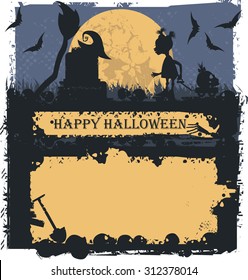 Halloween greeting card with future witch.
Can be used for Halloween greeting card, poster and banner.