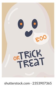 Halloween greeting card with ghost