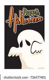 Halloween greeting card and ghost background