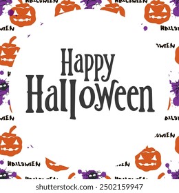 Halloween greeting card with hand drawn lettering. Vector illustration.