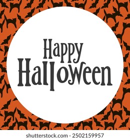 Halloween greeting card with hand drawn lettering. Vector illustration.