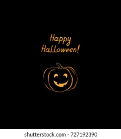 Halloween greeting card. Holiday background with lettering and pumpkin