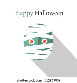 Halloween greeting card (invitation) with mummy, vector illustration