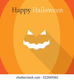 Halloween greeting card (invitation) with pumpkin mask, vector illustration