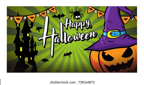 Halloween greeting card and jack o lantern  background