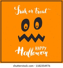 Halloween greeting card. Lettering calligraphy sign and hand drawn elements, party invitation or holiday banner design vector illustration.