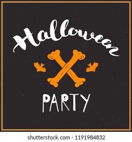 Halloween greeting card. Lettering calligraphy sign and hand drawn elements, party invitation or holiday banner design vector illustration.