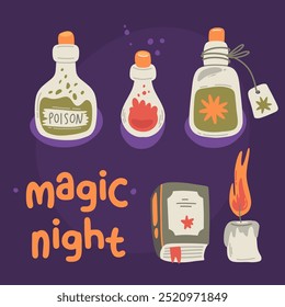Halloween greeting card. Magic night