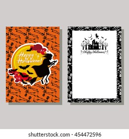 Halloween greeting card with originally written text "Happy Halloween!". Vector clip art.