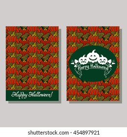 Halloween greeting card with originally written text "Happy Halloween!". Vector clip art.