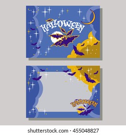 Halloween greeting card with originally written text "Halloween!". Vector clip art.
