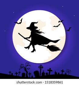 halloween greeting card in paper cut style