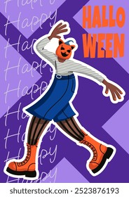 Halloween greeting card or party poster. Spooky holiday card template. Scary costume party