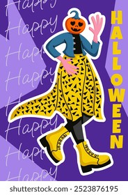 Halloween greeting card or party poster. Spooky holiday card template. Scary costume party