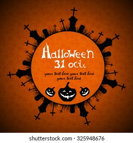 Halloween greeting card, placard or banner. Vector illustration