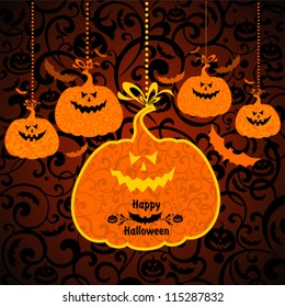 Halloween greeting card. Halloween pumpkin background. vector illustration