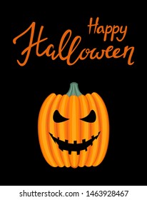 Halloween greeting card with pumpkin .Vector illustration.
