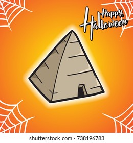 Halloween greeting card and pyramid background