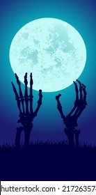  halloween greeting card with skeleton, vector illustration