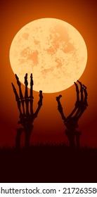  halloween greeting card with skeleton, vector illustration