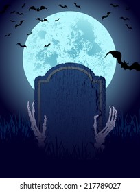  halloween greeting card with skeleton, vector illustration