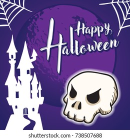 Halloween greeting card and skull background