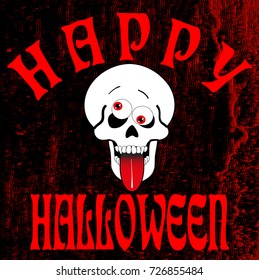  halloween greeting card with skull, vector illustration