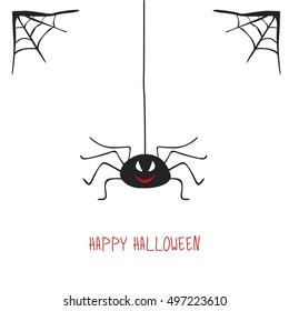 Halloween greeting card with spider. Vector illustration 