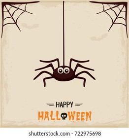 Halloween greeting card with spider. Vector illustration 