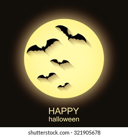 Halloween greeting card template with moon and bats for use in design