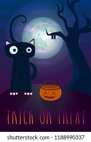 Halloween greeting card trick or treat flat style