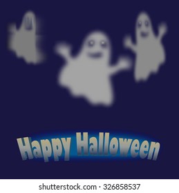 Halloween  greeting card.   Halloween vector card or background with funny ghost and place for text.