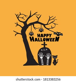 Halloween greeting card Vector Illustration.