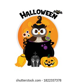 Halloween greeting card Vector Illustration.