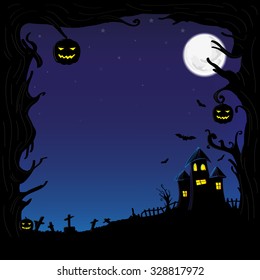 Halloween Greeting Card Vector Illustration.