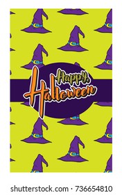 Halloween greeting card and witch hat background