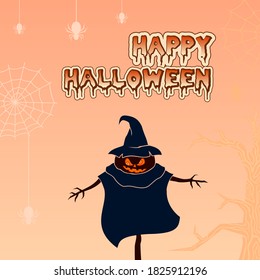 Halloween greeting card with witch icon