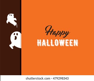 Halloween greeting cards, posters, banner with ghost and text