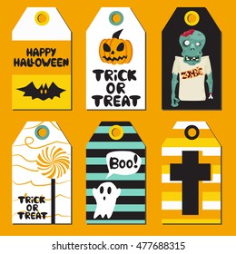 Halloween Greeting Cards set. Vector illustration.