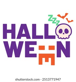 Halloween greeting and celebration lettering design funny style long waiting concept