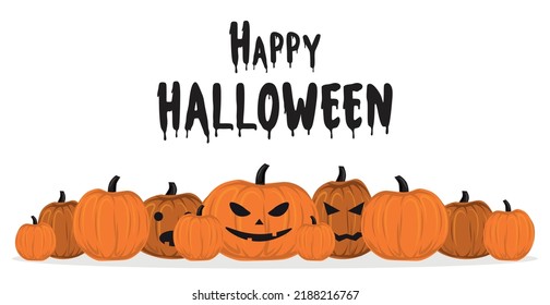 Halloween greeting of the dead, orange pumpkins on a white background - Vector illustration